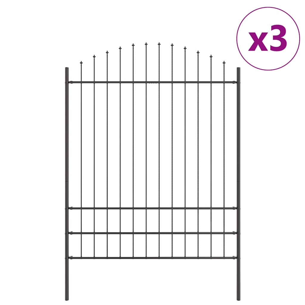 Vrtna Ograda 3 pcs Siva 170 x 225 cm Čelik s prahom premazan
