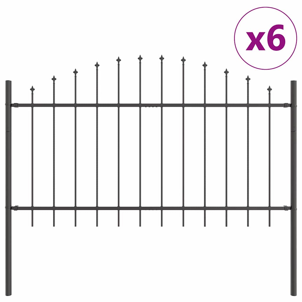 Vrtna Ograda 6 pcs Siva 170 x 140 cm Čelik s prahom premazan