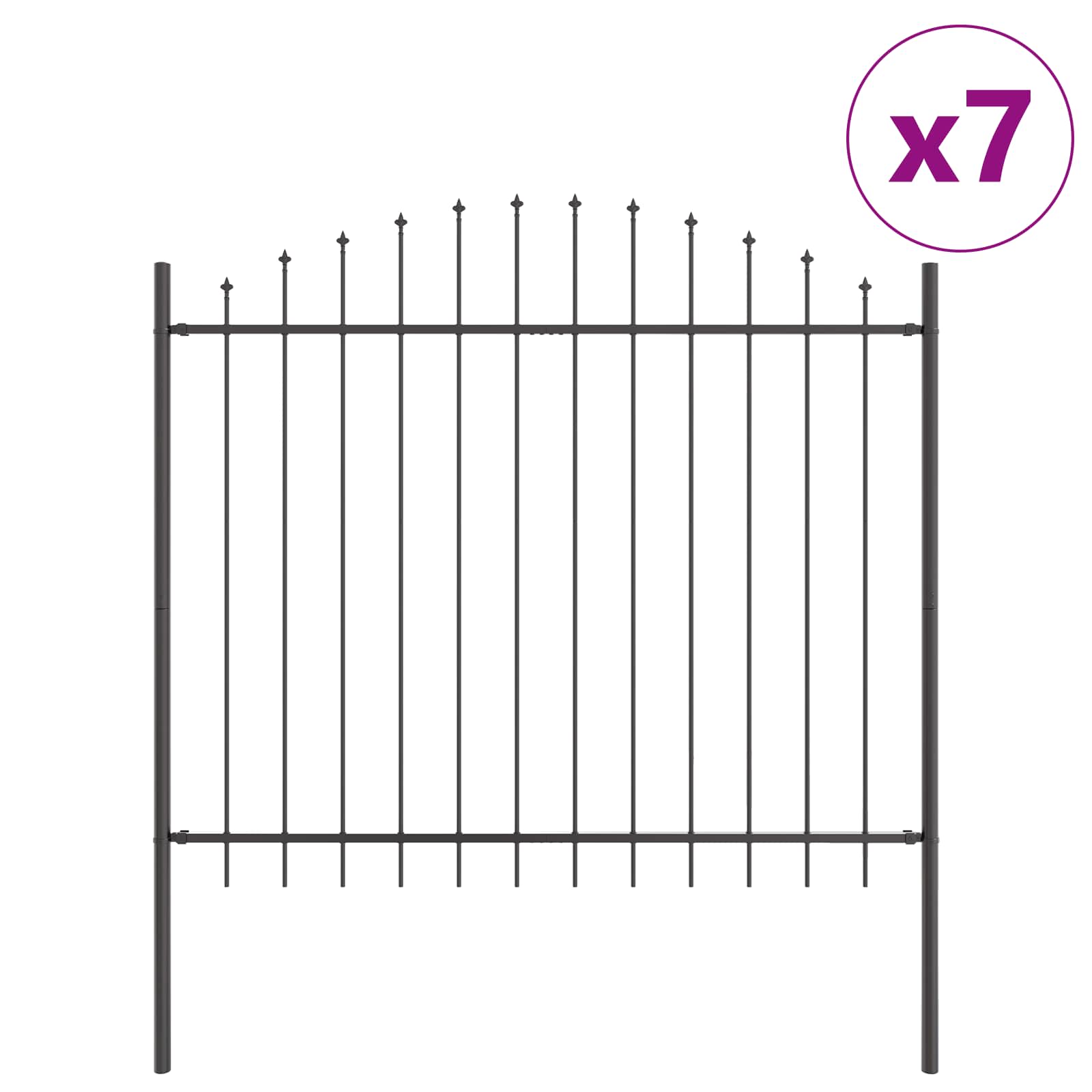 Vrtna Ograda 7 pcs Siva 170 x 190 cm Čelik s prahom premazan