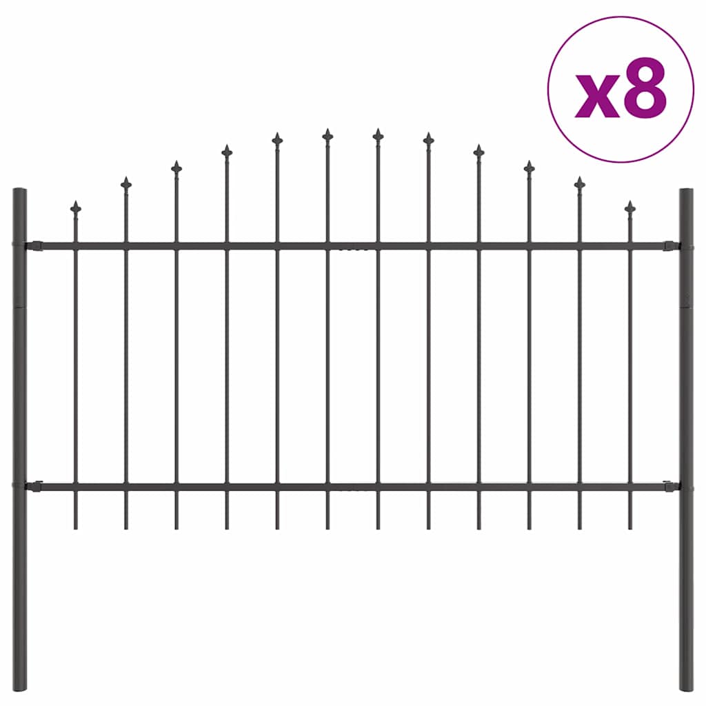 Vrtna Ograda 8 pcs Siva 170 x 140 cm Čelik s prahom premazan