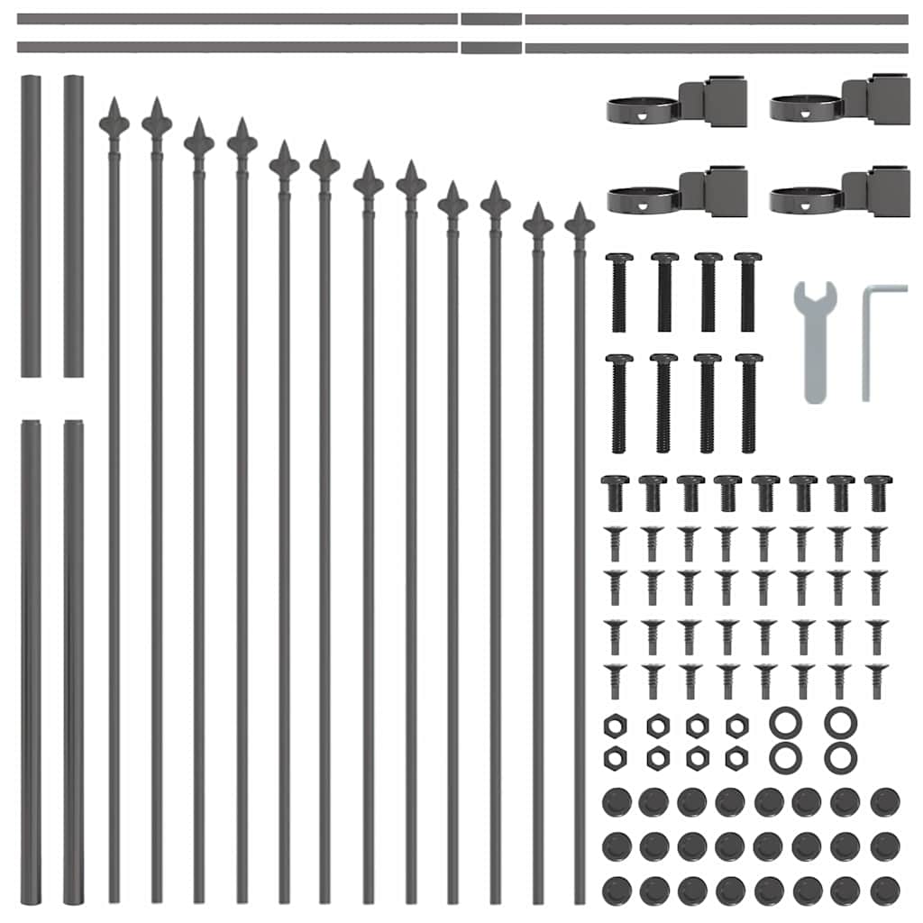 Vrtna Ograda 8 pcs Siva 170 x 140 cm Čelik s prahom premazan