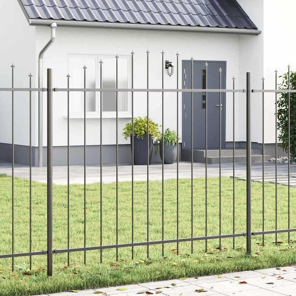 Vrtna Ograda 8 pcs Siva 170 x 190 cm Čelik s prahom premazan