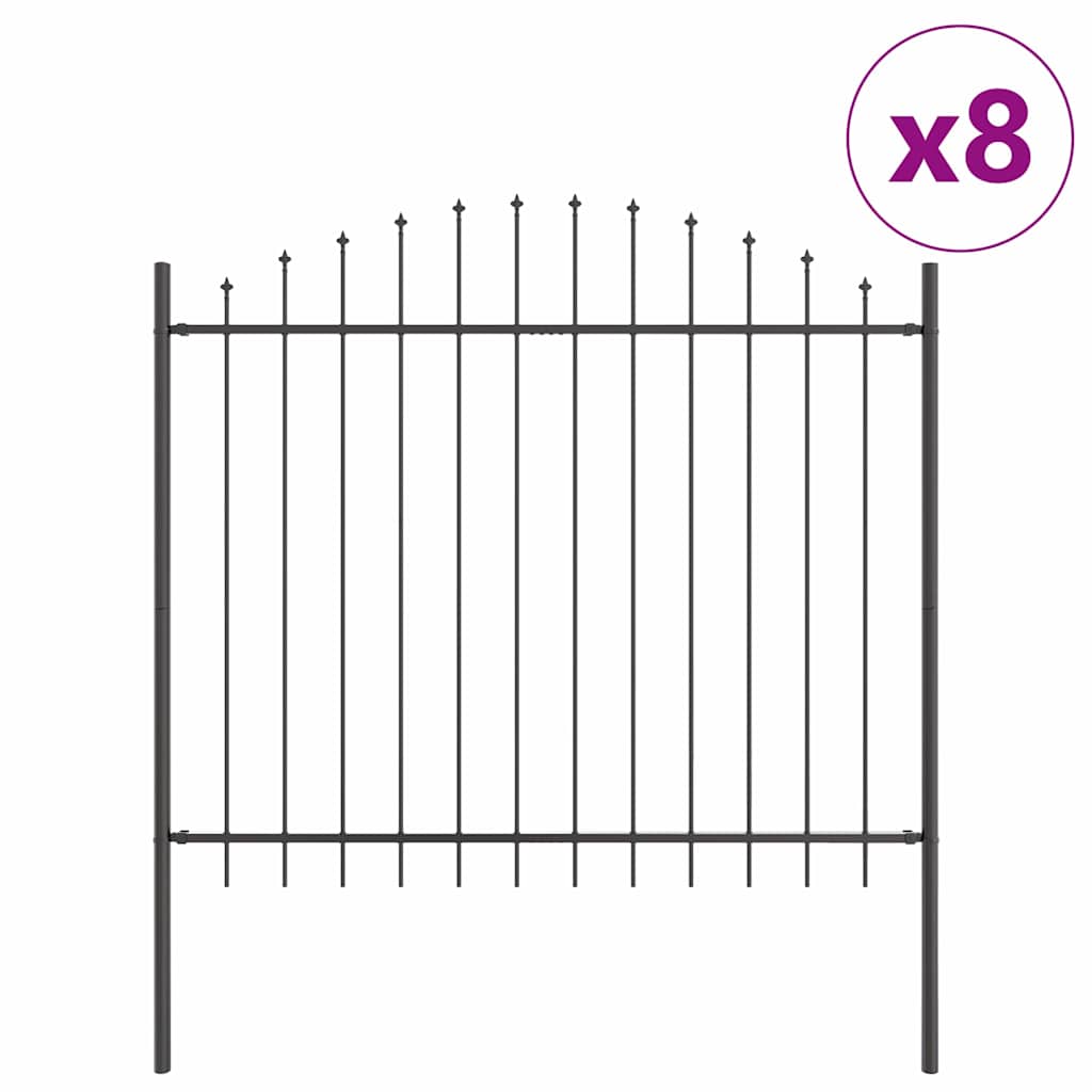 Vrtna Ograda 8 pcs Siva 170 x 190 cm Čelik s prahom premazan