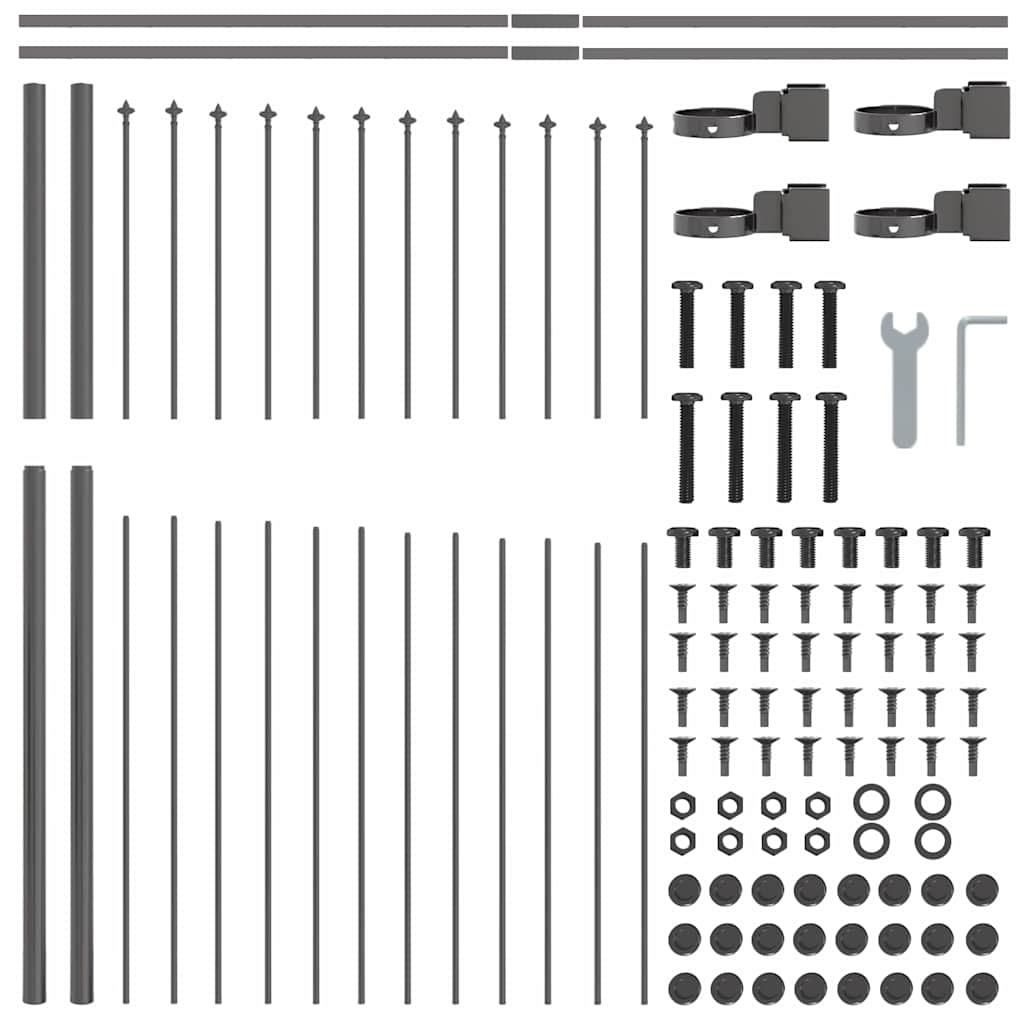Vrtna Ograda 8 pcs Siva 170 x 190 cm Čelik s prahom premazan