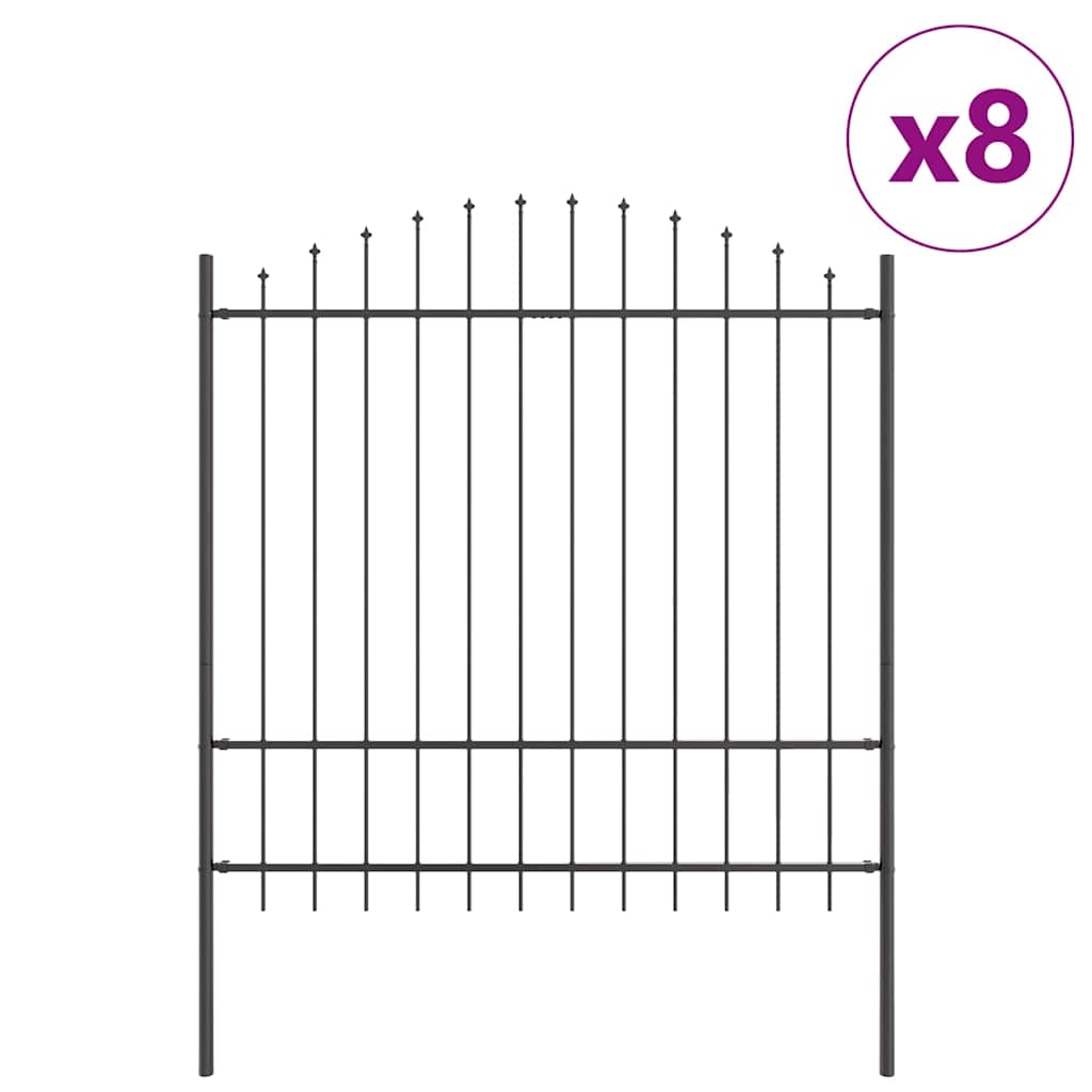 Vrtna Ograda 8 pcs Siva 170 x 215 cm Čelik s prahom premazan