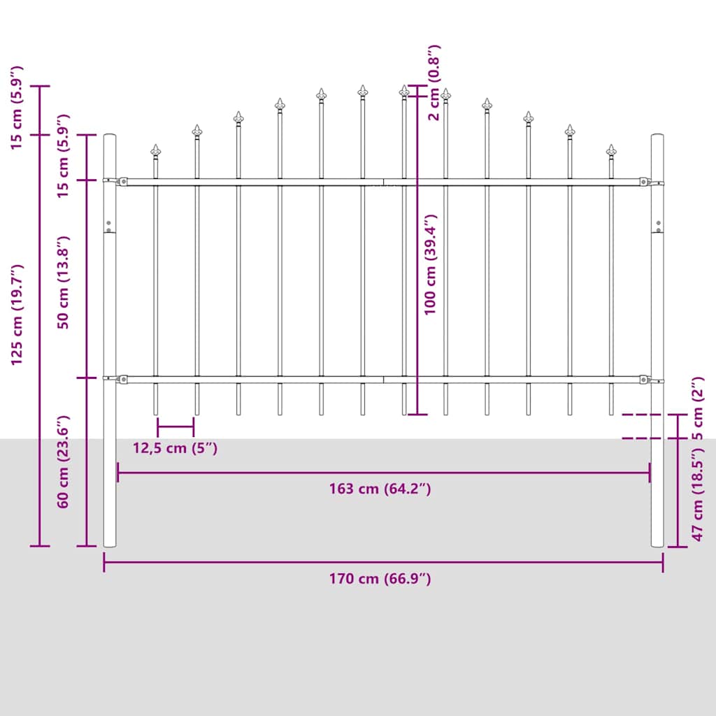 Vrtna Ograda 3 pcs Bijelo 170 x 140 cm Čelik s prahom premazan