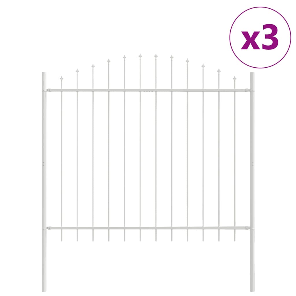 Vrtna Ograda 3 pcs Bijelo 170 x 190 cm Čelik s prahom premazan