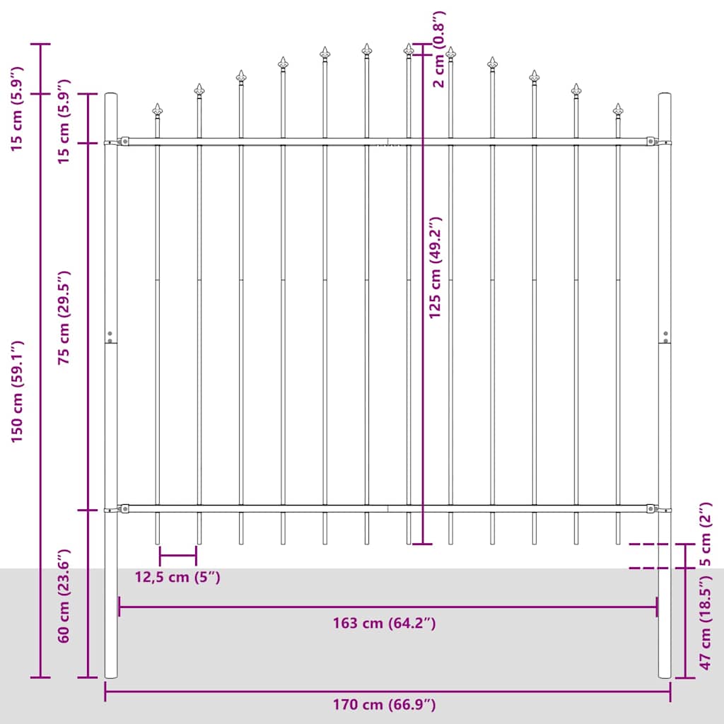 Vrtna Ograda 5 pcs Bijelo 170 x 165 cm Čelik s prahom premazan