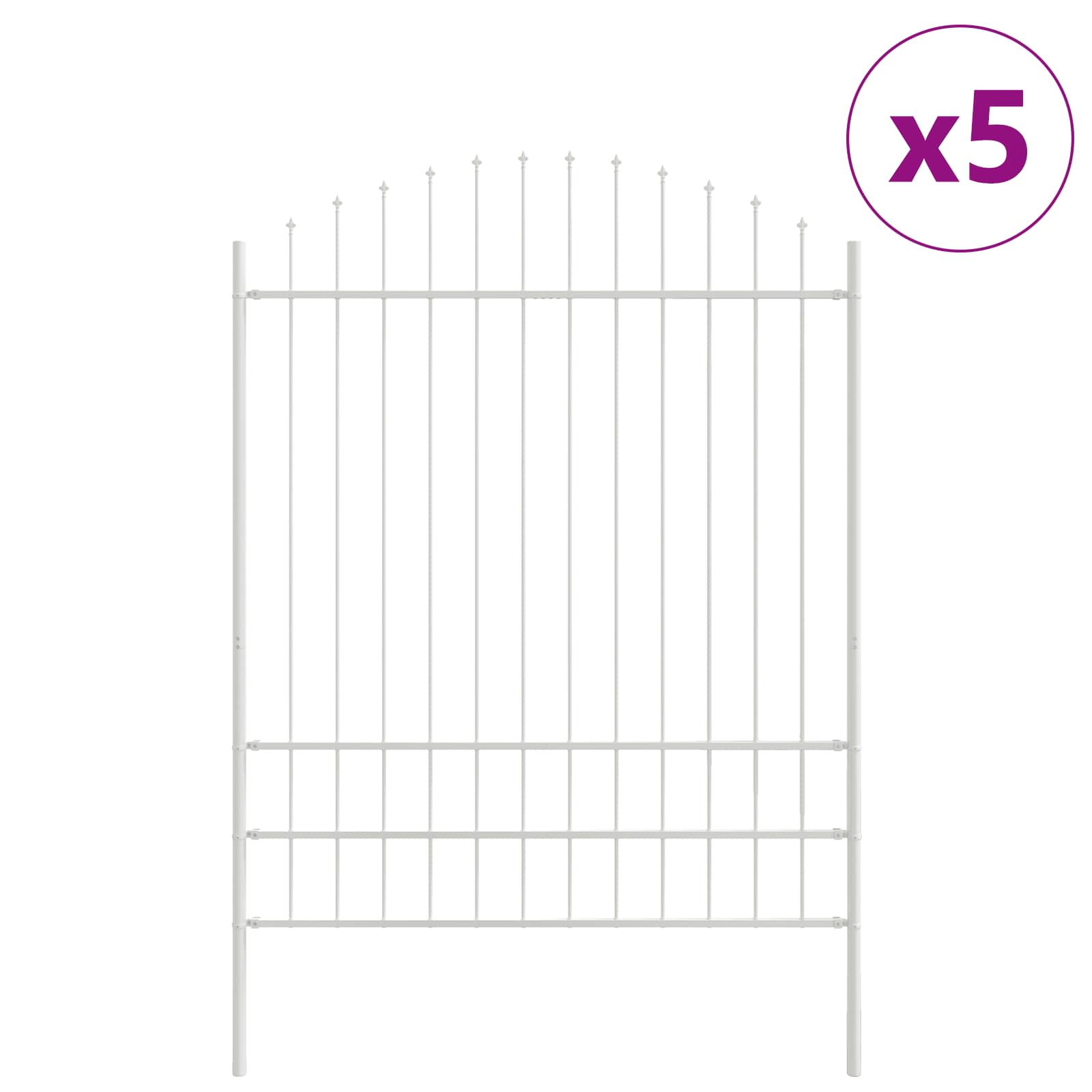 Vrtna Ograda 5 pcs Bijelo 170 x 225 cm Čelik s prahom premazan