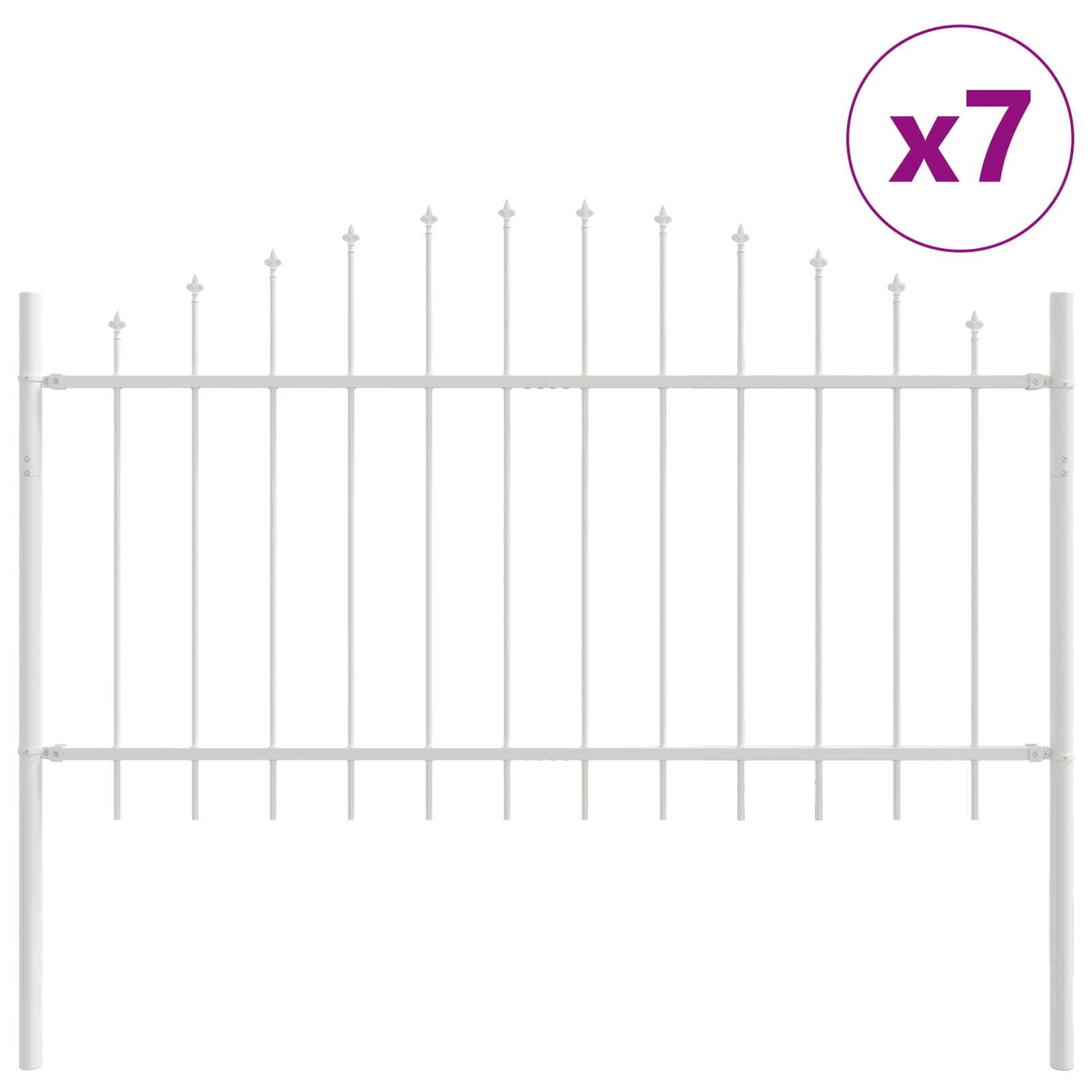 Vrtna Ograda 7 pcs Bijelo 170 x 140 cm Čelik s prahom premazan