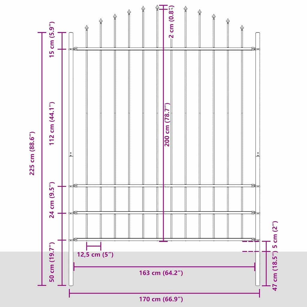 Vrtna Ograda 7 pcs Bijelo 170 x 225 cm Čelik s prahom premazan
