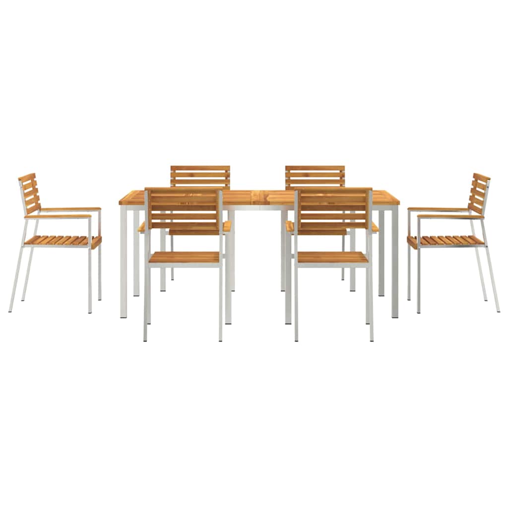 Vrtni set za objed 7 pcs Smeđa Čvrsto drvo akacije