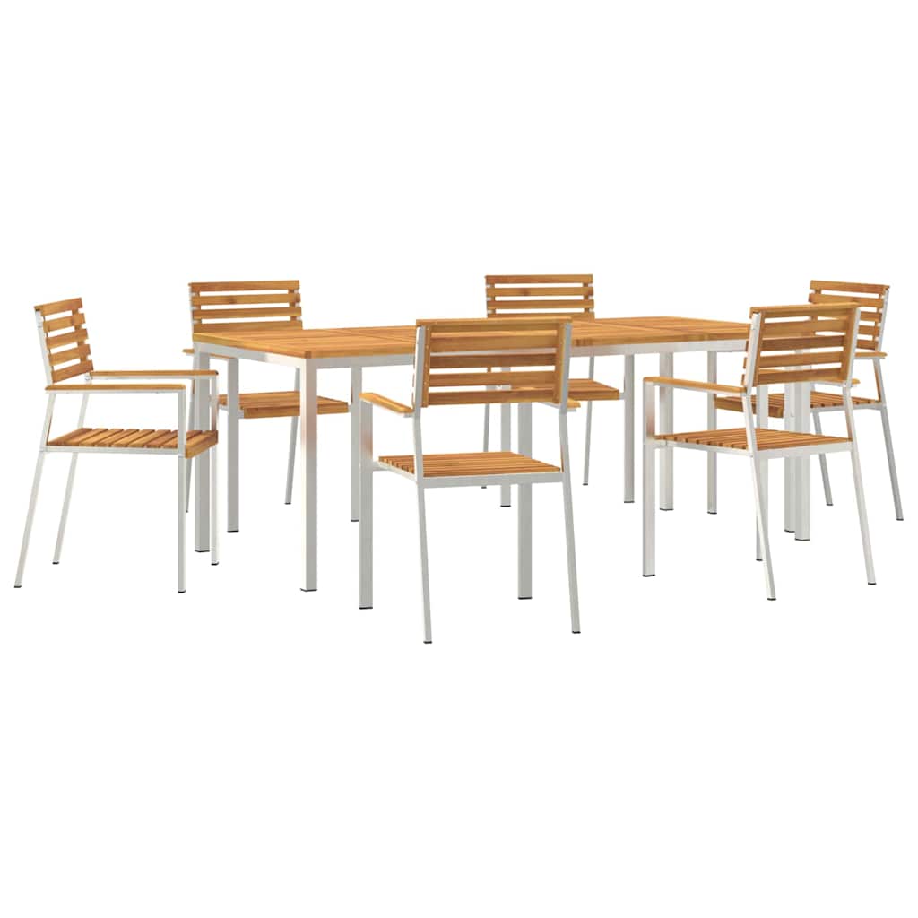 Vrtni set za objed 7 pcs Smeđa Čvrsto drvo akacije
