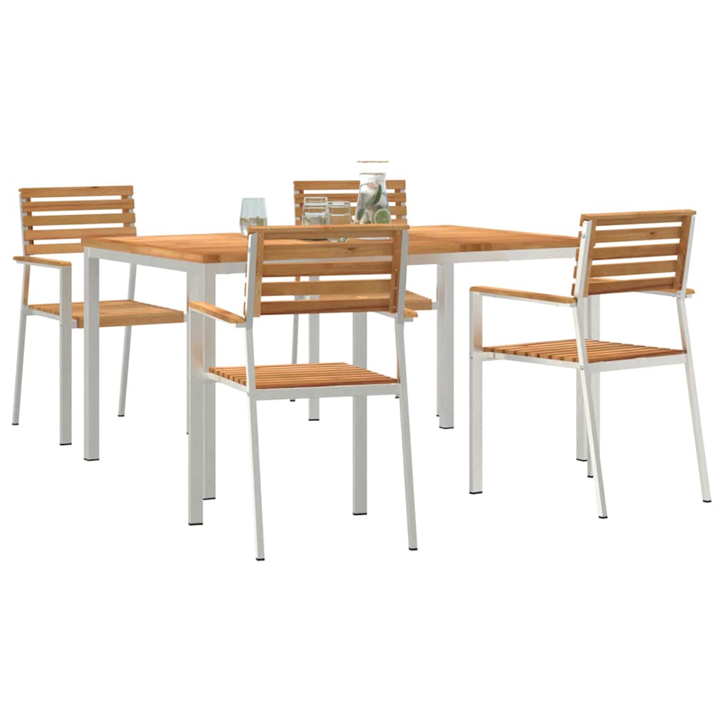 Vrtni set za objed 5 pcs Smeđa Čvrsto teak drvo