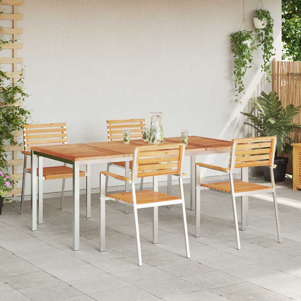 Vrtni set za objed 5 pcs Smeđa Čvrsto teak drvo