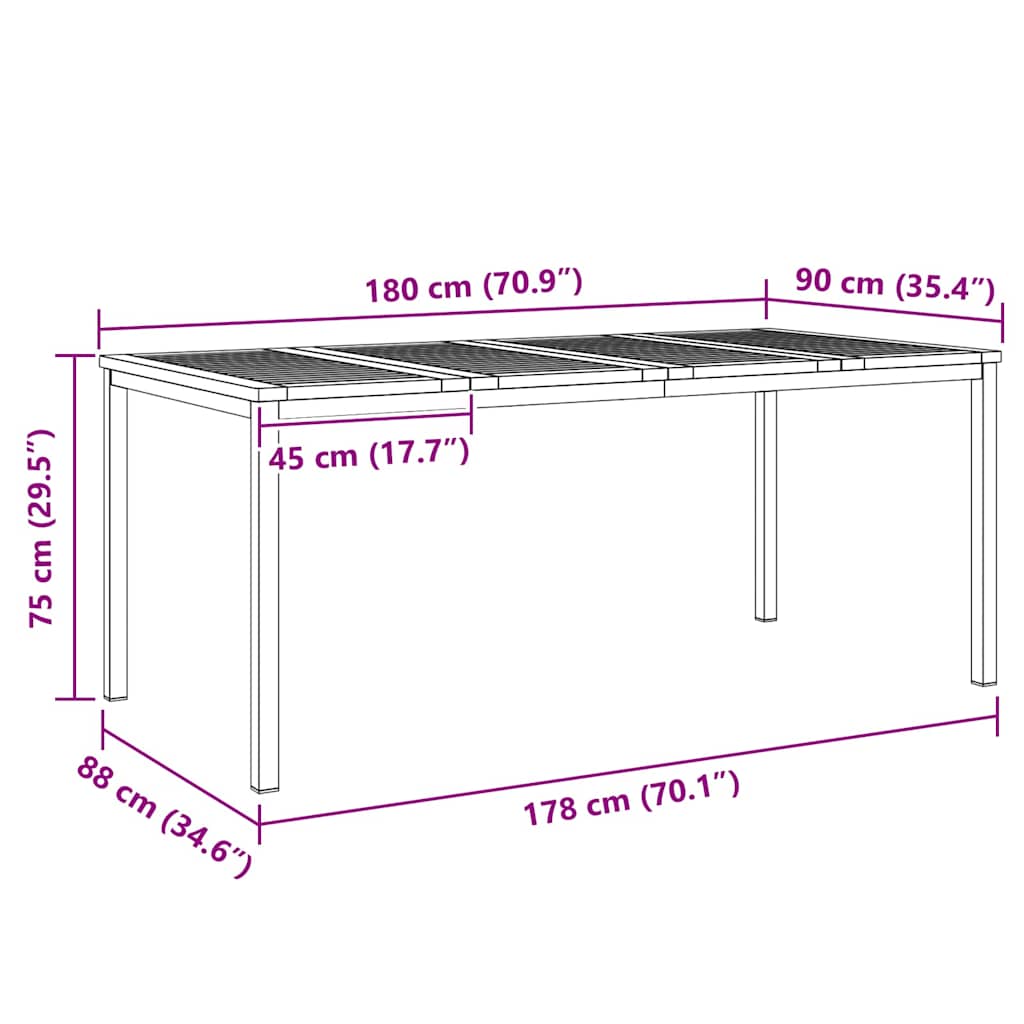Vrtni set za objed 5 pcs Smeđa Čvrsto teak drvo
