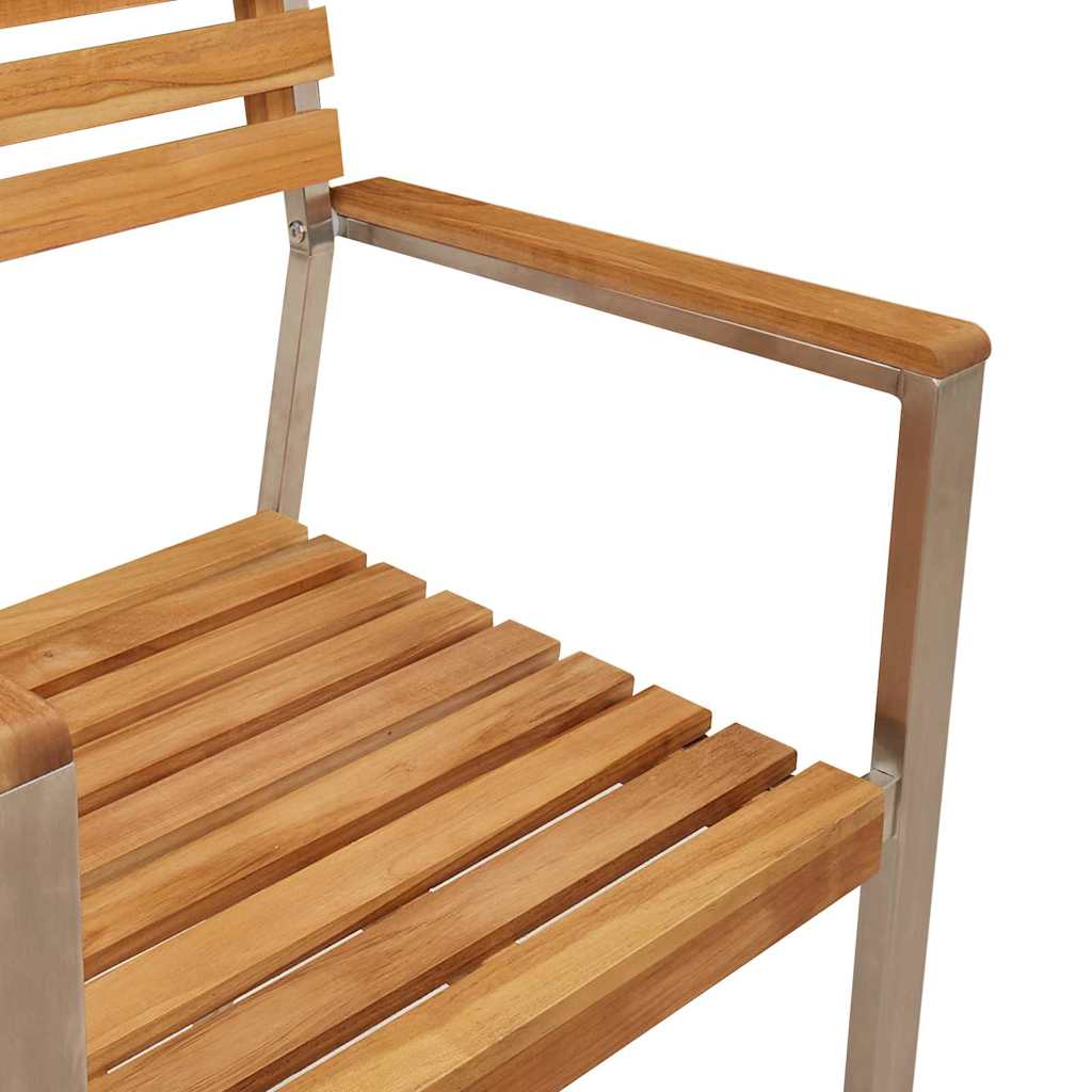Vrtni set za objed 7 pcs Masivni teak drvo i nehrđajući čelik