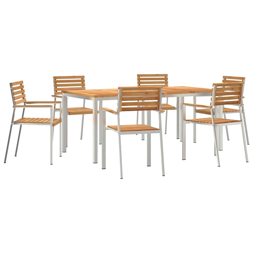 Vrtni set za objed 7 pcs Smeđa Čvrsto teak drvo