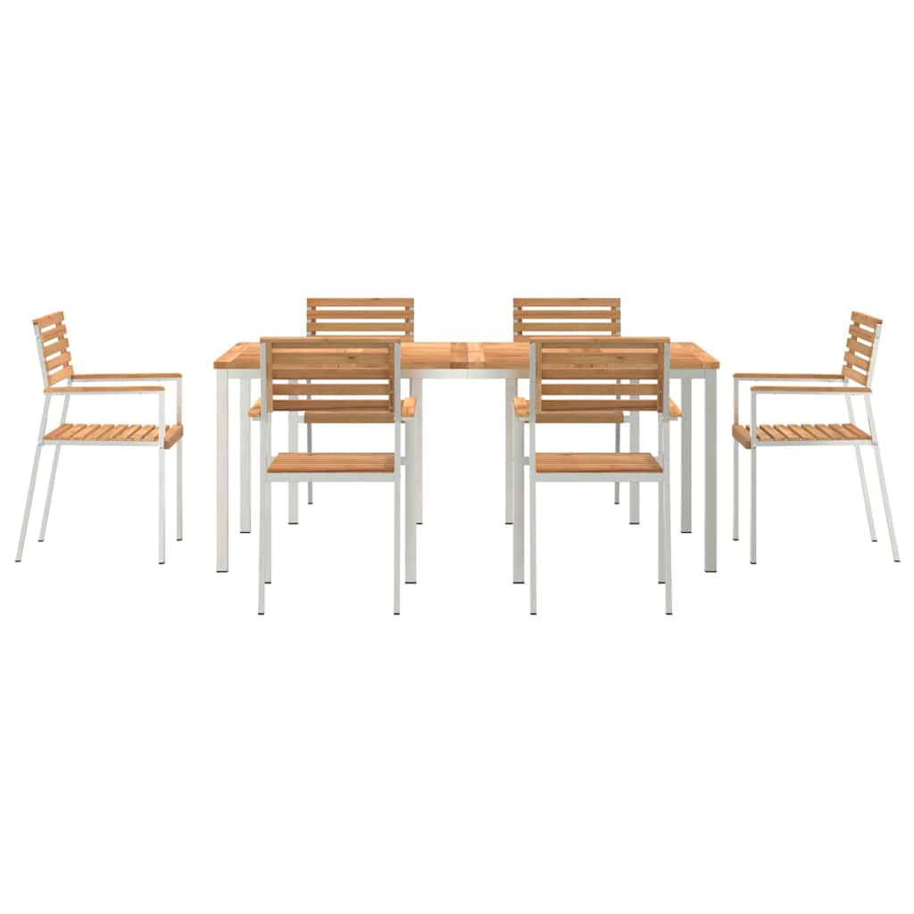 Vrtni set za objed 7 pcs Smeđa Čvrsto teak drvo