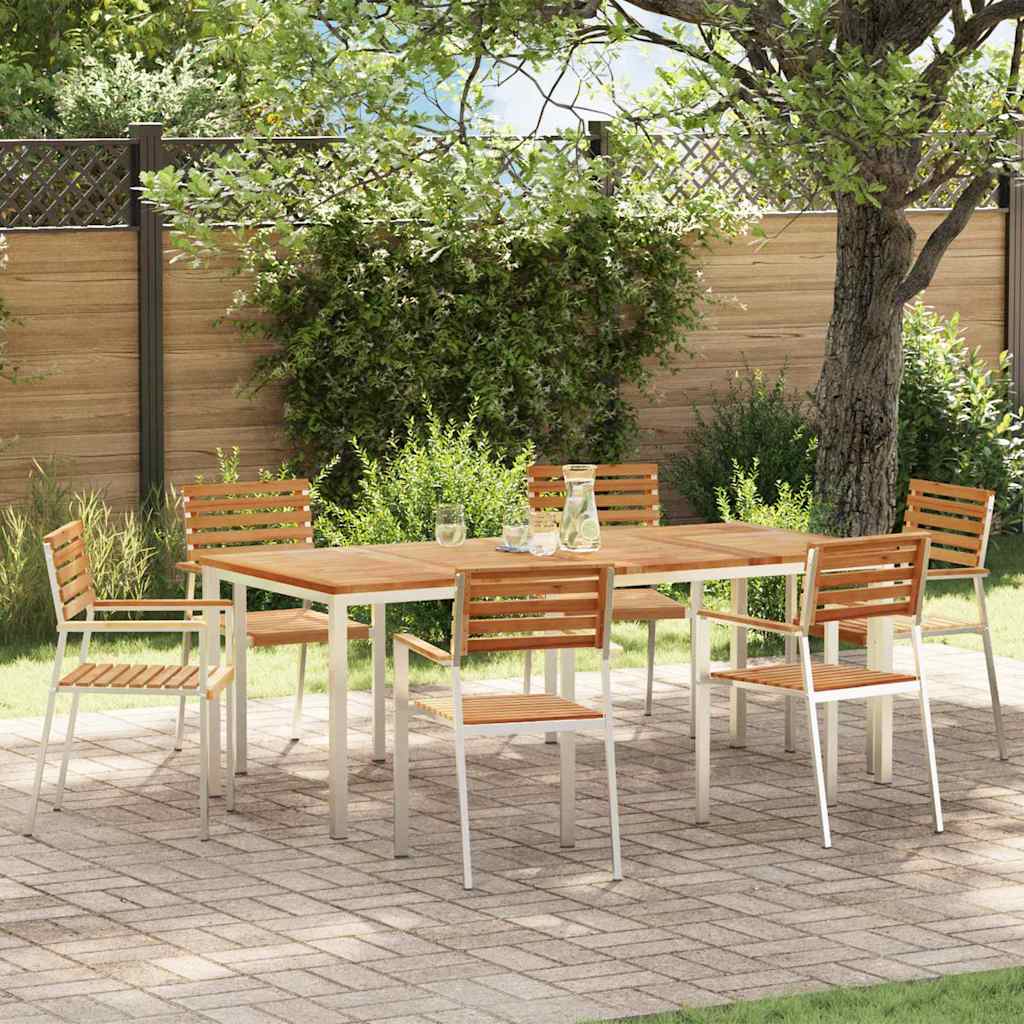 Vrtni set za objed 7 pcs Smeđa Čvrsto teak drvo