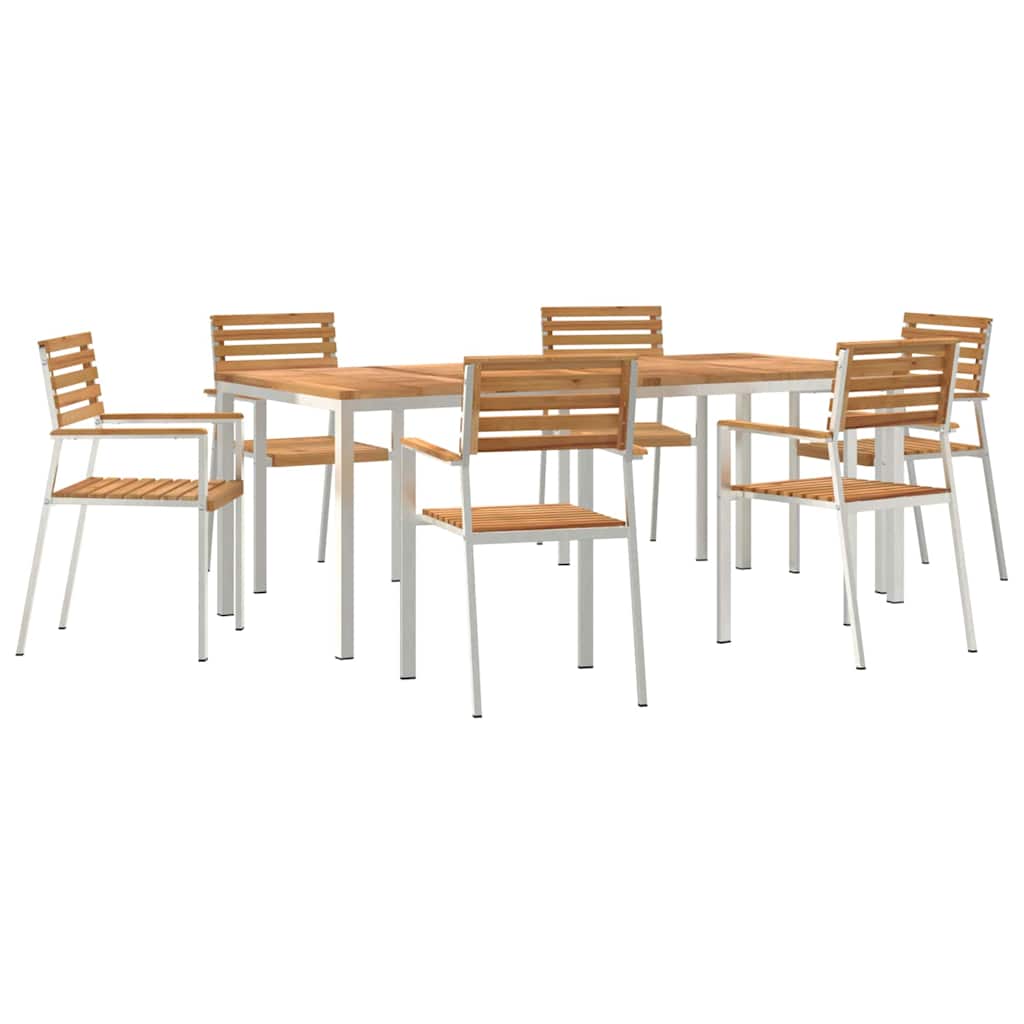 Vrtni set za objed 7 pcs Smeđa Čvrsto teak drvo