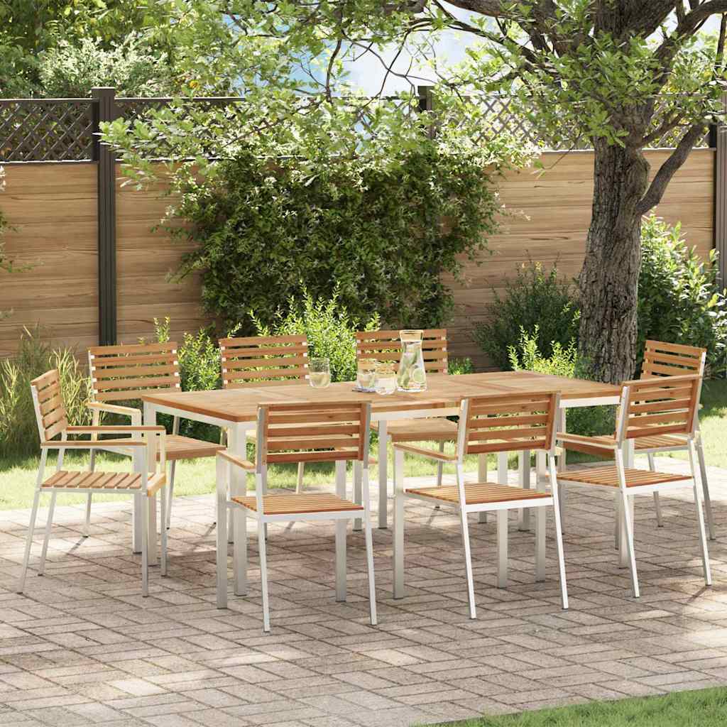 Vrtni set za objed 9 pcs Smeđa Čvrsto teak drvo