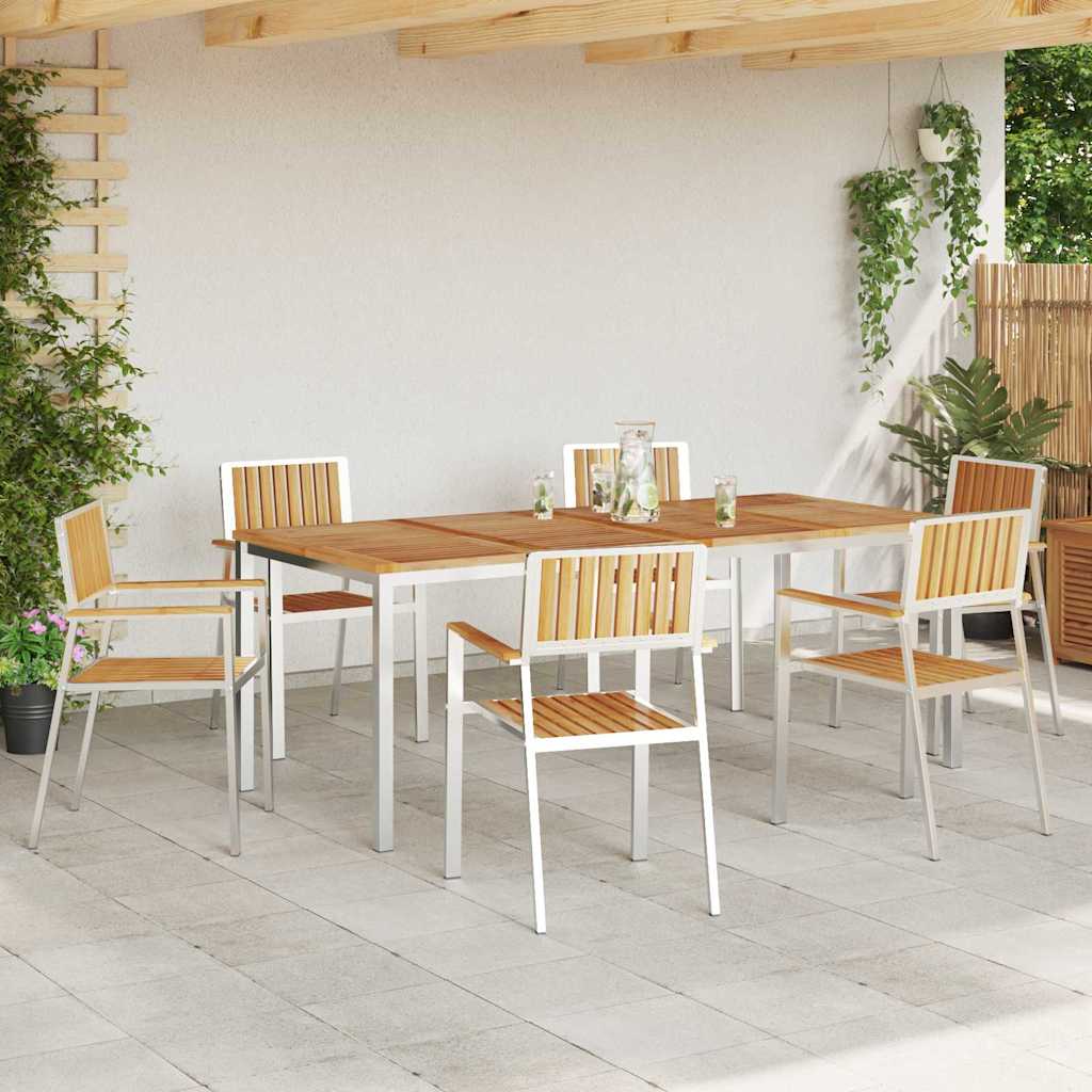Vanjski set za objedovanje 7 pcs Smeđa Čvrsto teak drvo