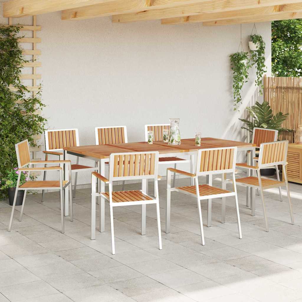 Vanjski set za objedovanje 9 pcs Smeđa Čvrsto teak drvo