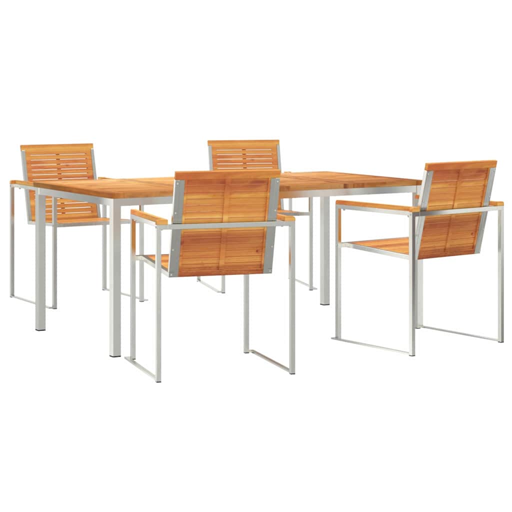 Vrtni set za objed 5 pcs Smeđa Čvrsto drvo akacije