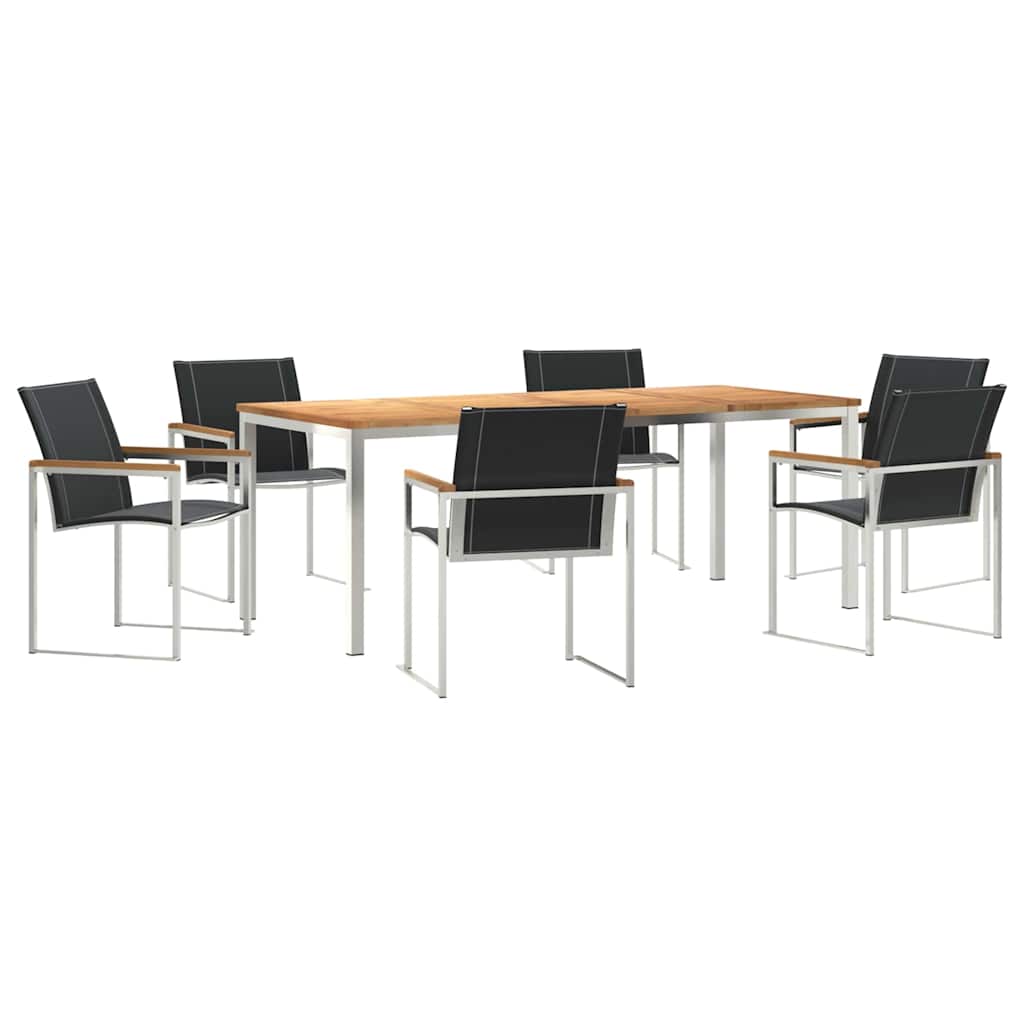 Vrtni set za objed 7 pcs Smeđa Čvrsto drvo akacije