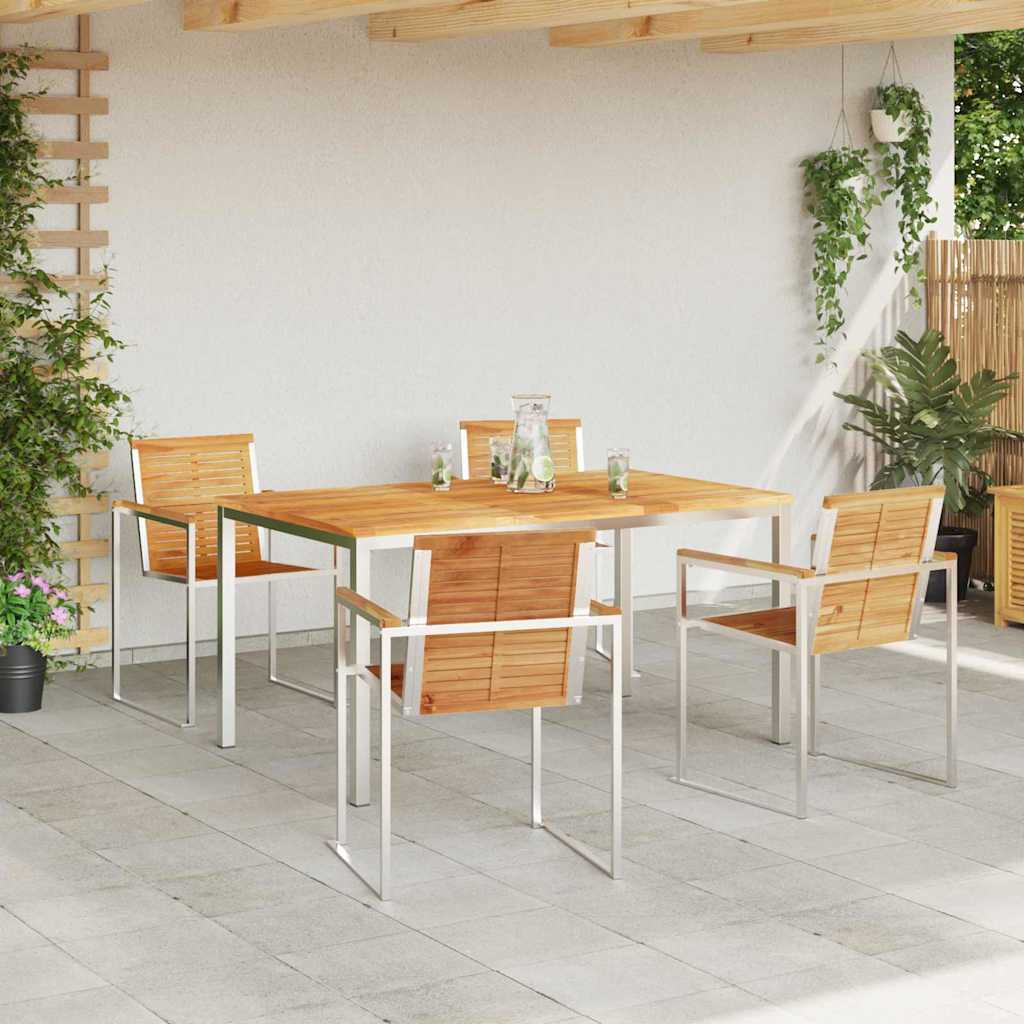 Vrtni set za objed 5 pcs Smeđa Čvrsto teak drvo