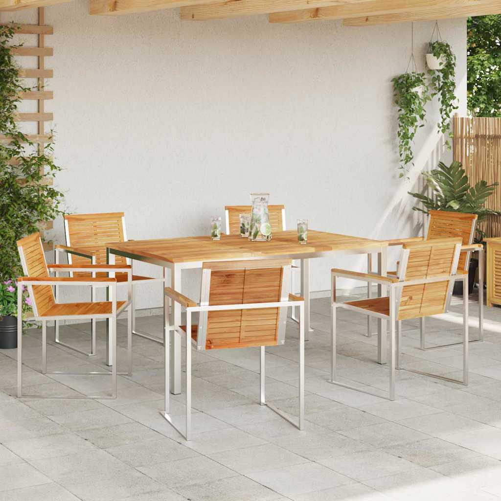 Vrtni set za objed 7 pcs Smeđa Čvrsto teak drvo