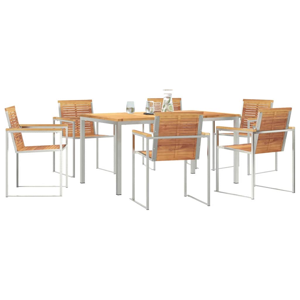 Vrtni set za objed 7 pcs Smeđa Čvrsto teak drvo