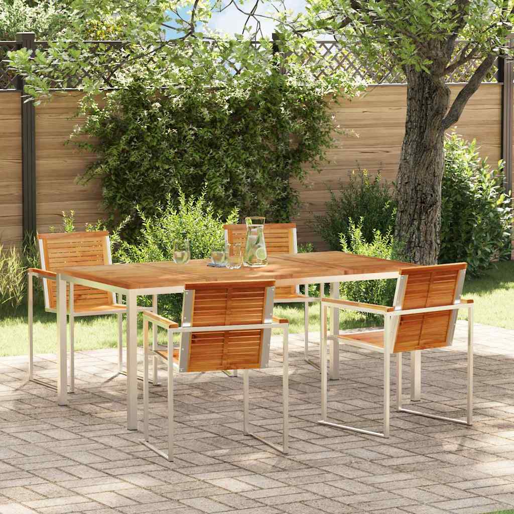 Vrtni set za objed 5 pcs Smeđa Čvrsto teak drvo