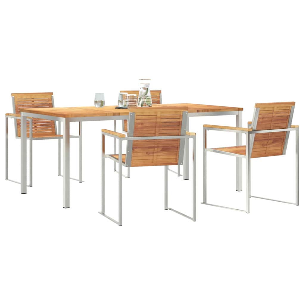 Vrtni set za objed 5 pcs Smeđa Čvrsto teak drvo