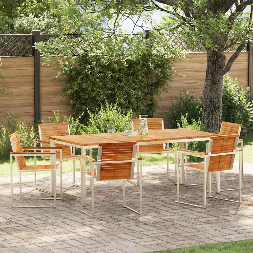 Vrtni set za objed 7 pcs Smeđa Čvrsto teak drvo