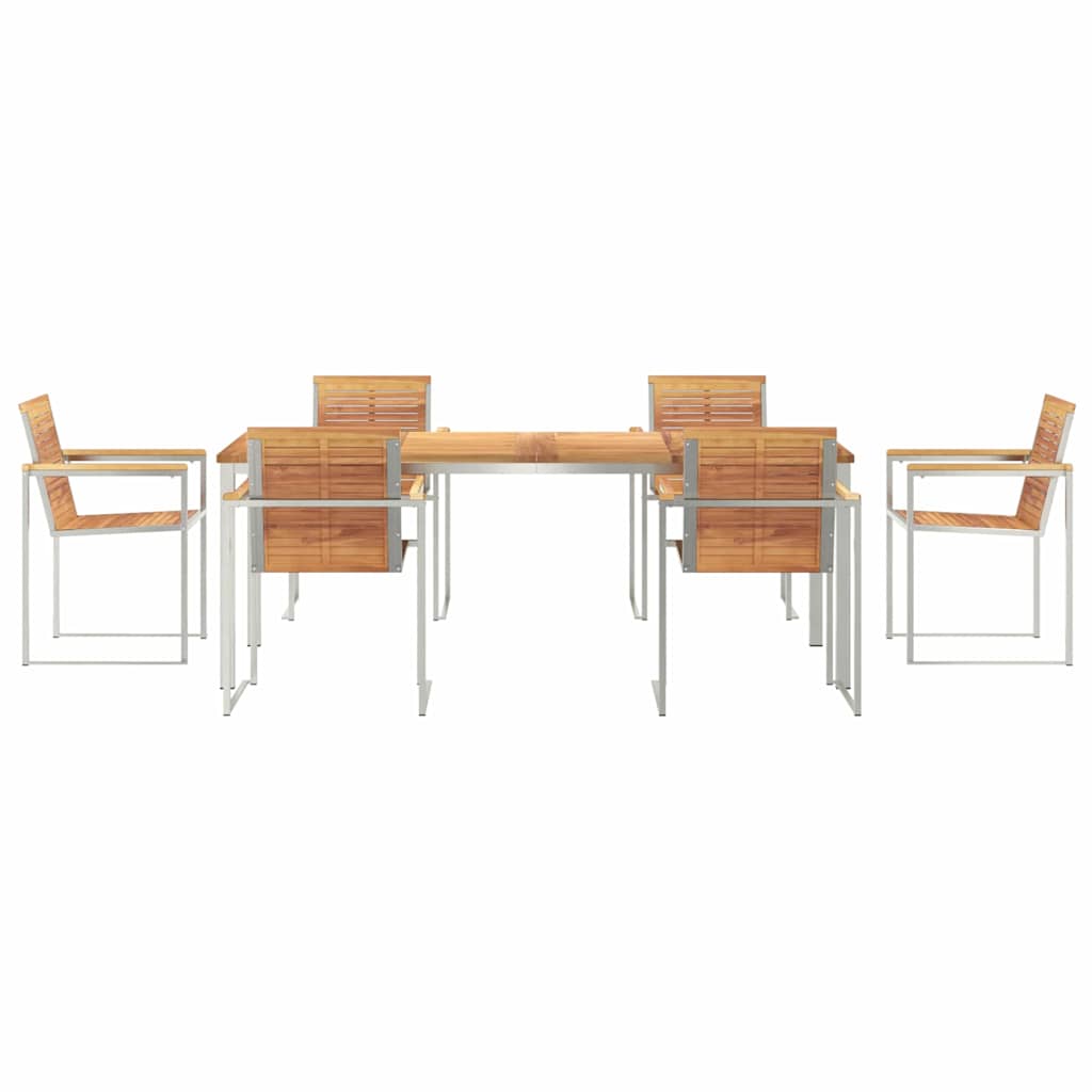 Vrtni set za objed 7 pcs Smeđa Čvrsto teak drvo