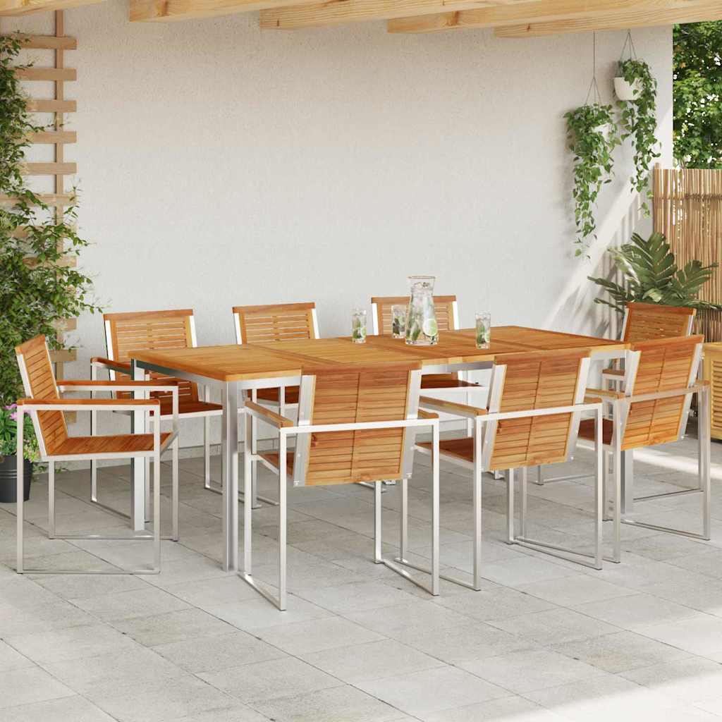 Vrtni set za objed 9 pcs Smeđa Čvrsto teak drvo