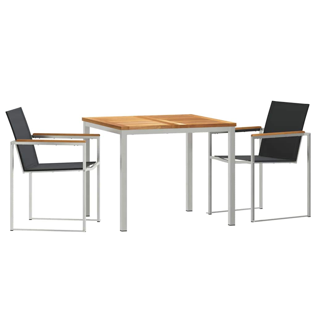 Vrtni set za objed 3 pcs Smeđa Čvrsto teak drvo