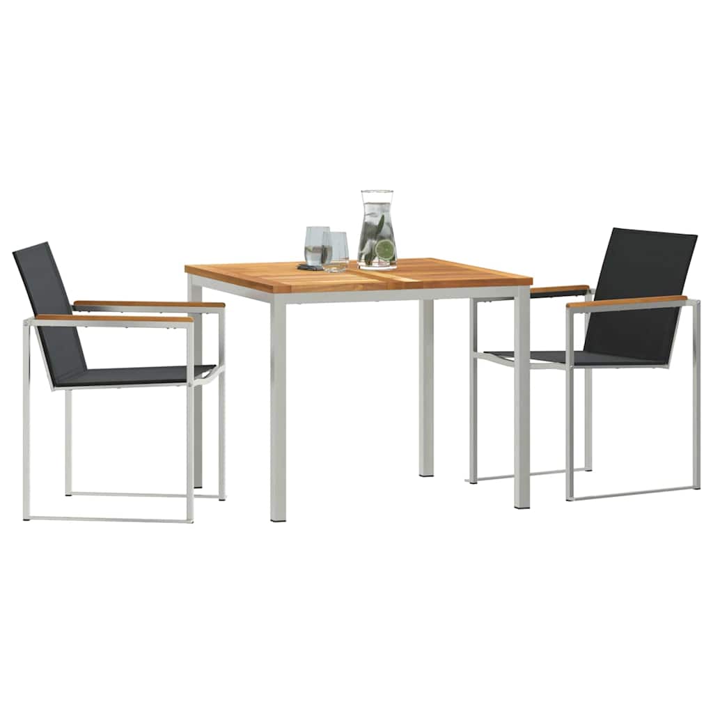 Vrtni set za objed 3 pcs Smeđa Čvrsto teak drvo