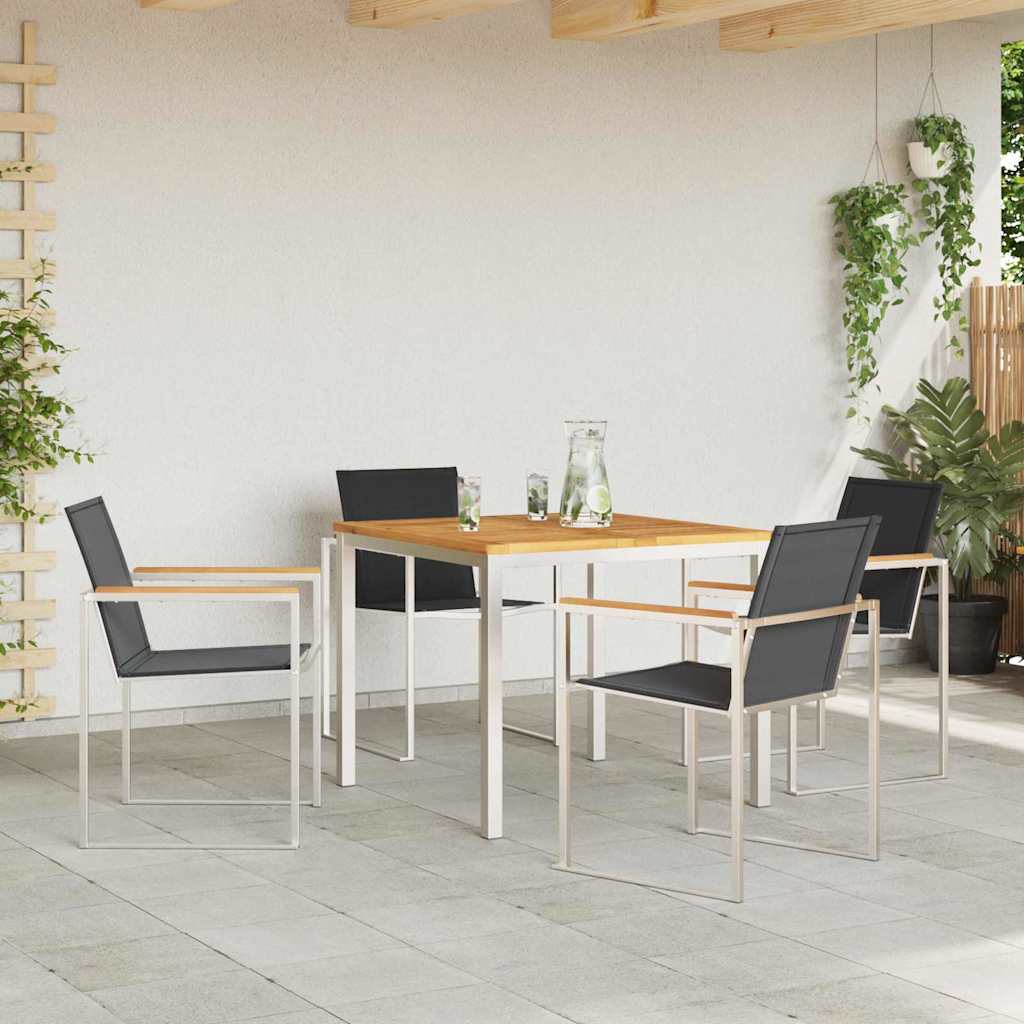 Vrtni set za objed 5 pcs Smeđa Čvrsto teak drvo