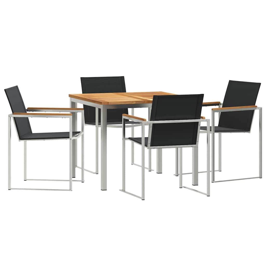 Vrtni set za objed 5 pcs Smeđa Čvrsto teak drvo