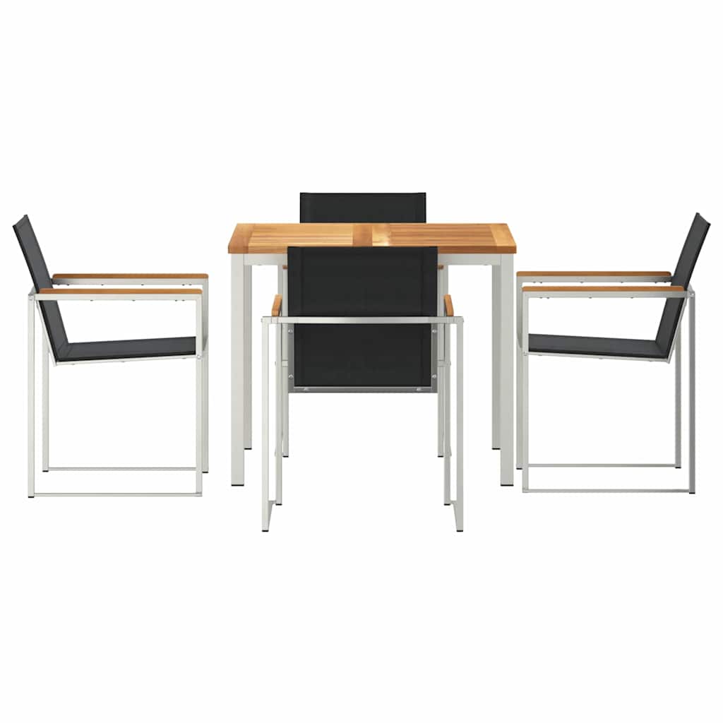 Vrtni set za objed 5 pcs Smeđa Čvrsto teak drvo