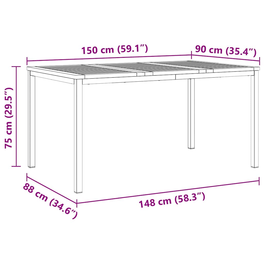 Vrtni set za objed 7 pcs Smeđa Čvrsto teak drvo
