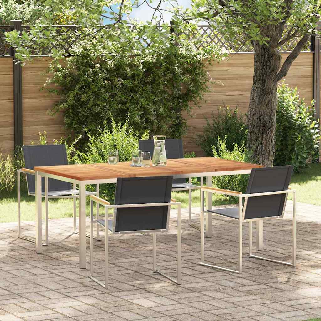 Vrtni set za objed 5 pcs Smeđa Čvrsto teak drvo