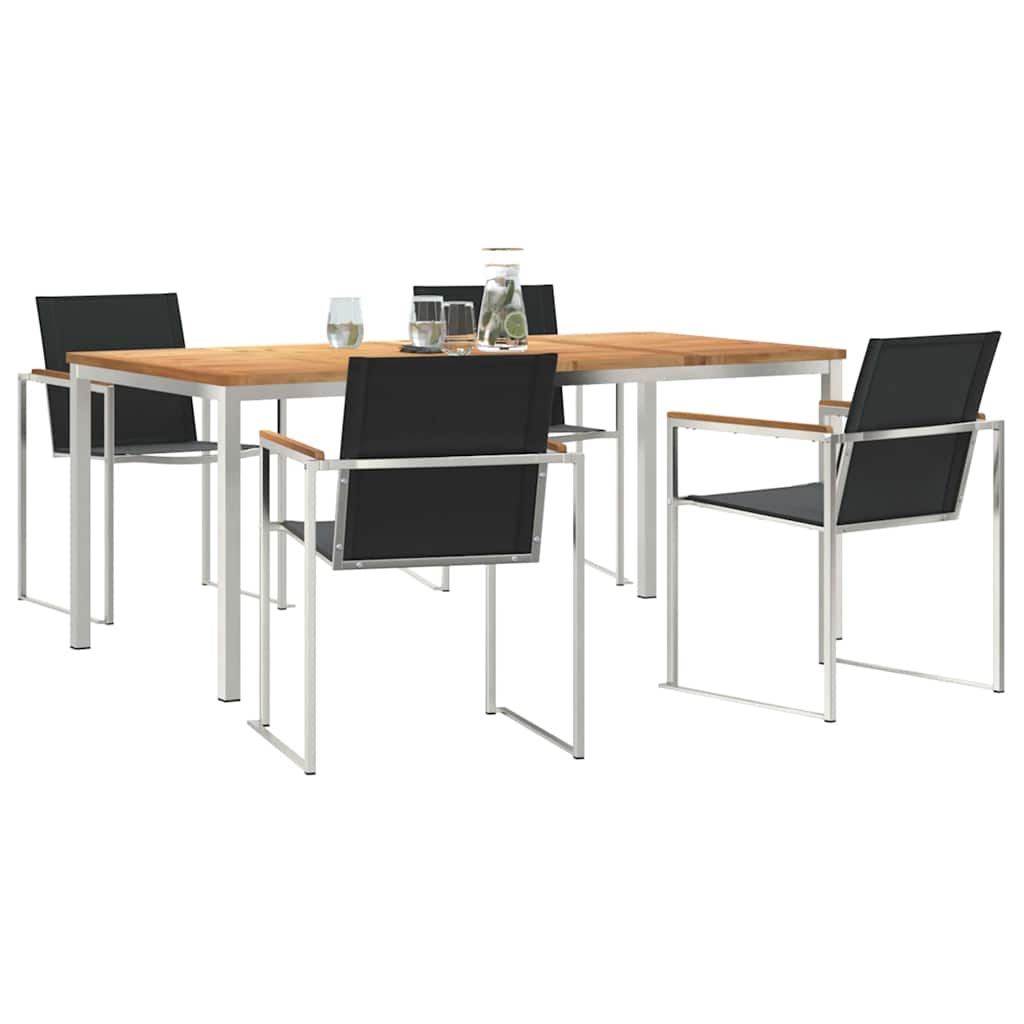 Vrtni set za objed 5 pcs Smeđa Čvrsto teak drvo
