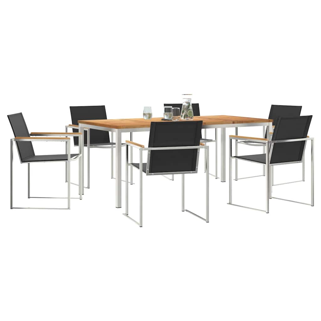 Vrtni set za objed 7 pcs Masivni teak drvo i nehrđajući čelik