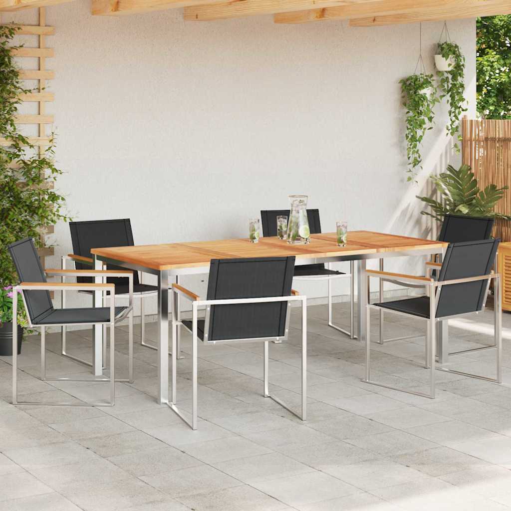 Vrtni set za objed 7 pcs Smeđa Čvrsto teak drvo