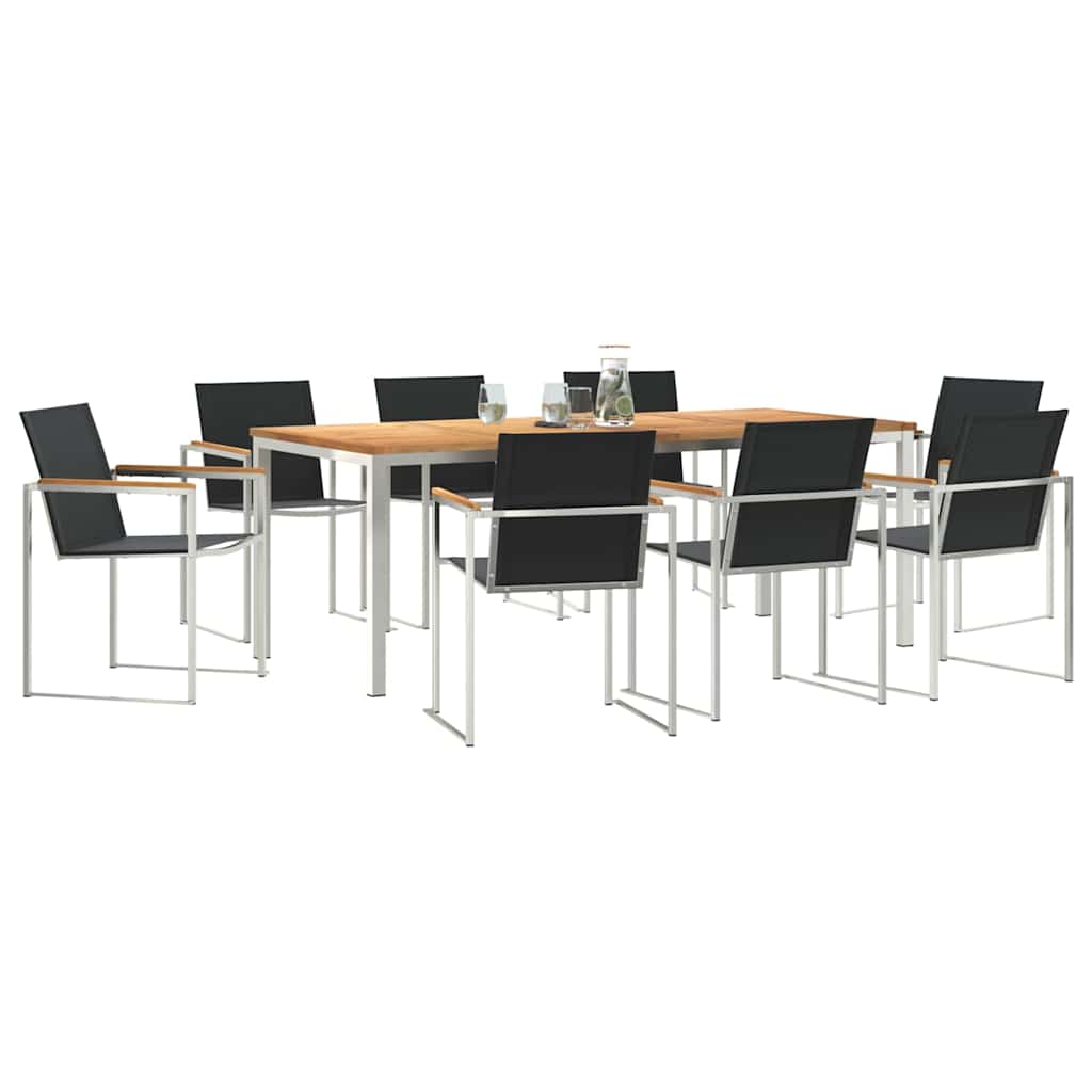 Vrtni set za objed 9 pcs Smeđa Čvrsto teak drvo