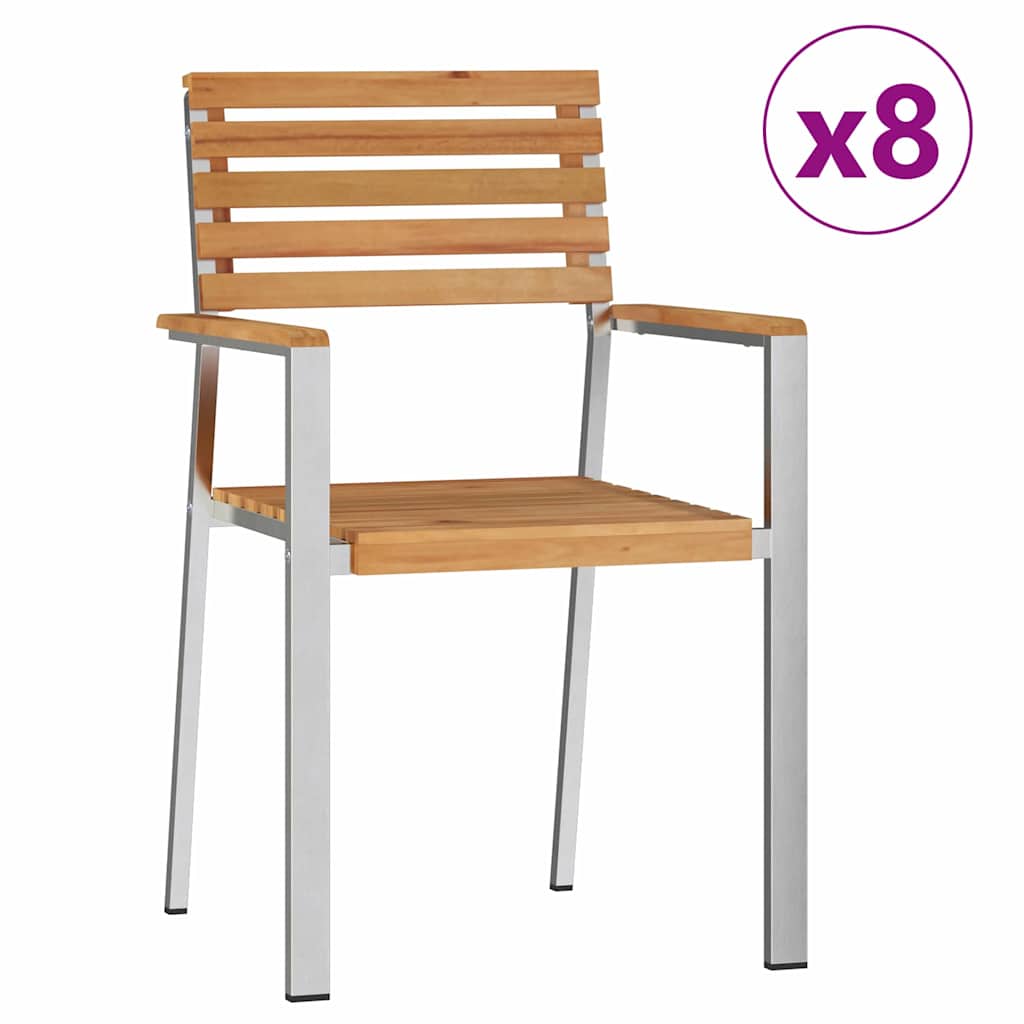 Vrtna stolica 8 pcs Prirodna nafta Čvrsto teak drvo